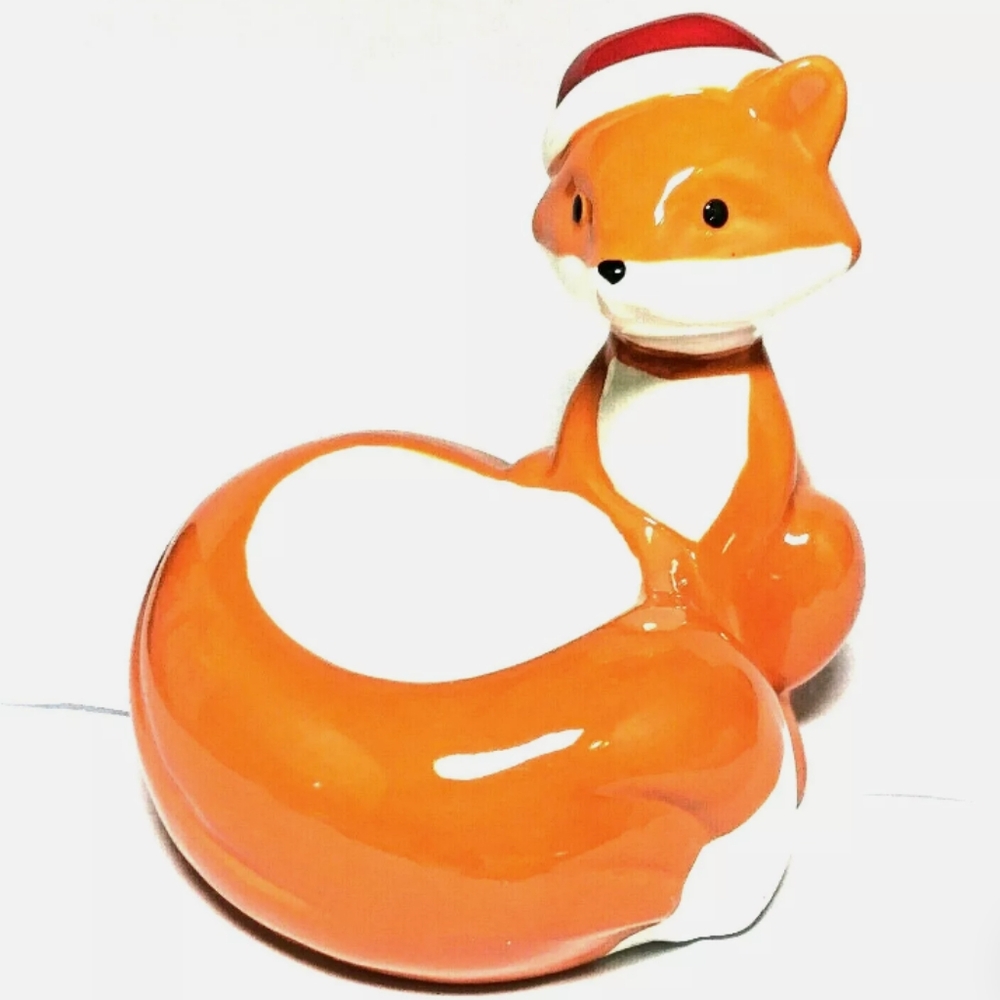 Yankee Candle Tealight Candle Holder, Woodland Fox w/ Santa Hat, Set of 2